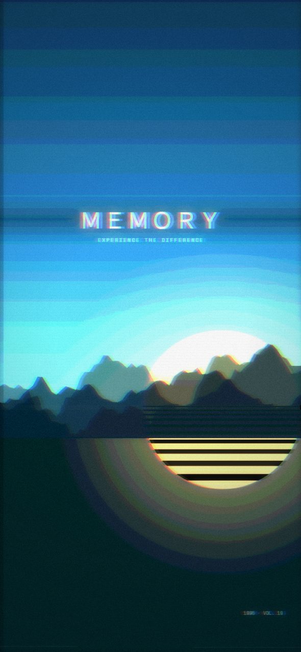 Blue horizon, sinking sun — vaporwave phone wallpaper