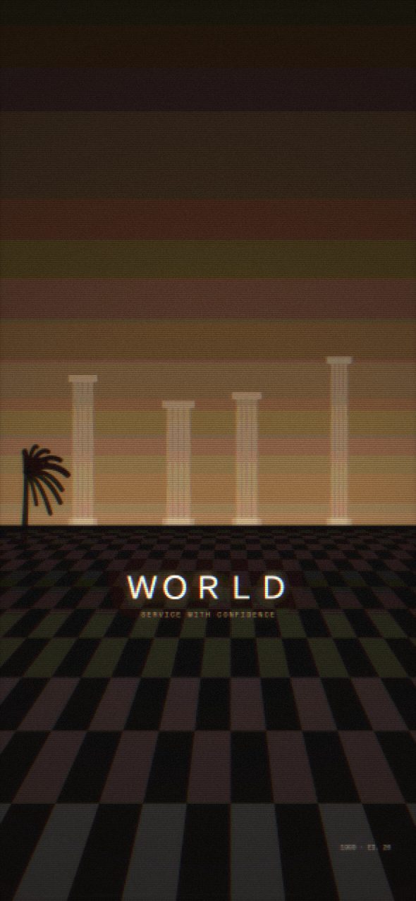 Columns over a dark checker floor — vaporwave phone wallpaper