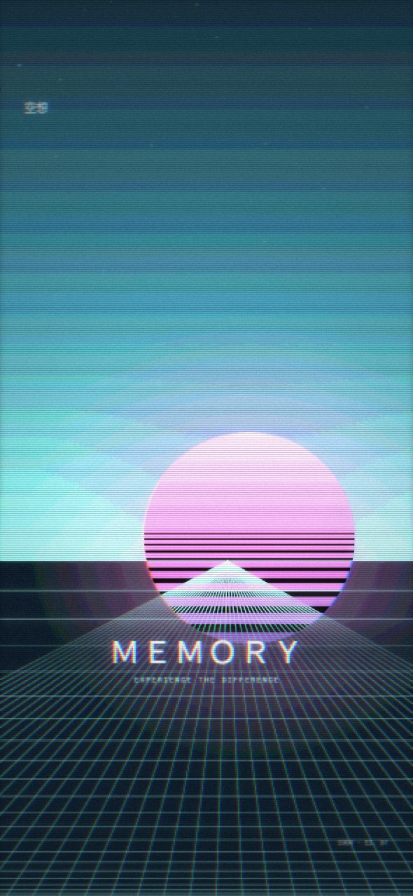 Pink sun over a mint grid — vaporwave phone wallpaper